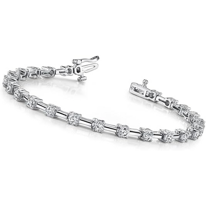 5.75 Ct Round Cut Prong Link Lab Grown Diamond Bracelet Solid Gold White 10K