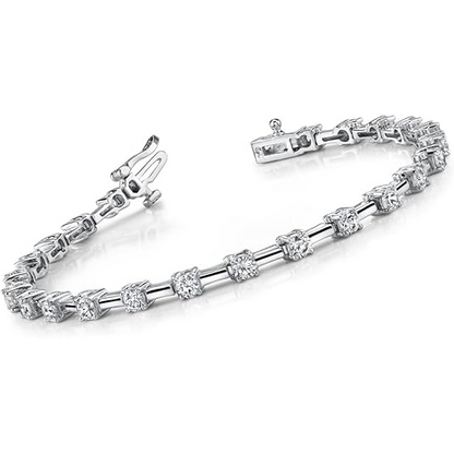 5.75 Ct Round Cut Prong Link Lab Grown Diamond Bracelet Solid Gold White 10K