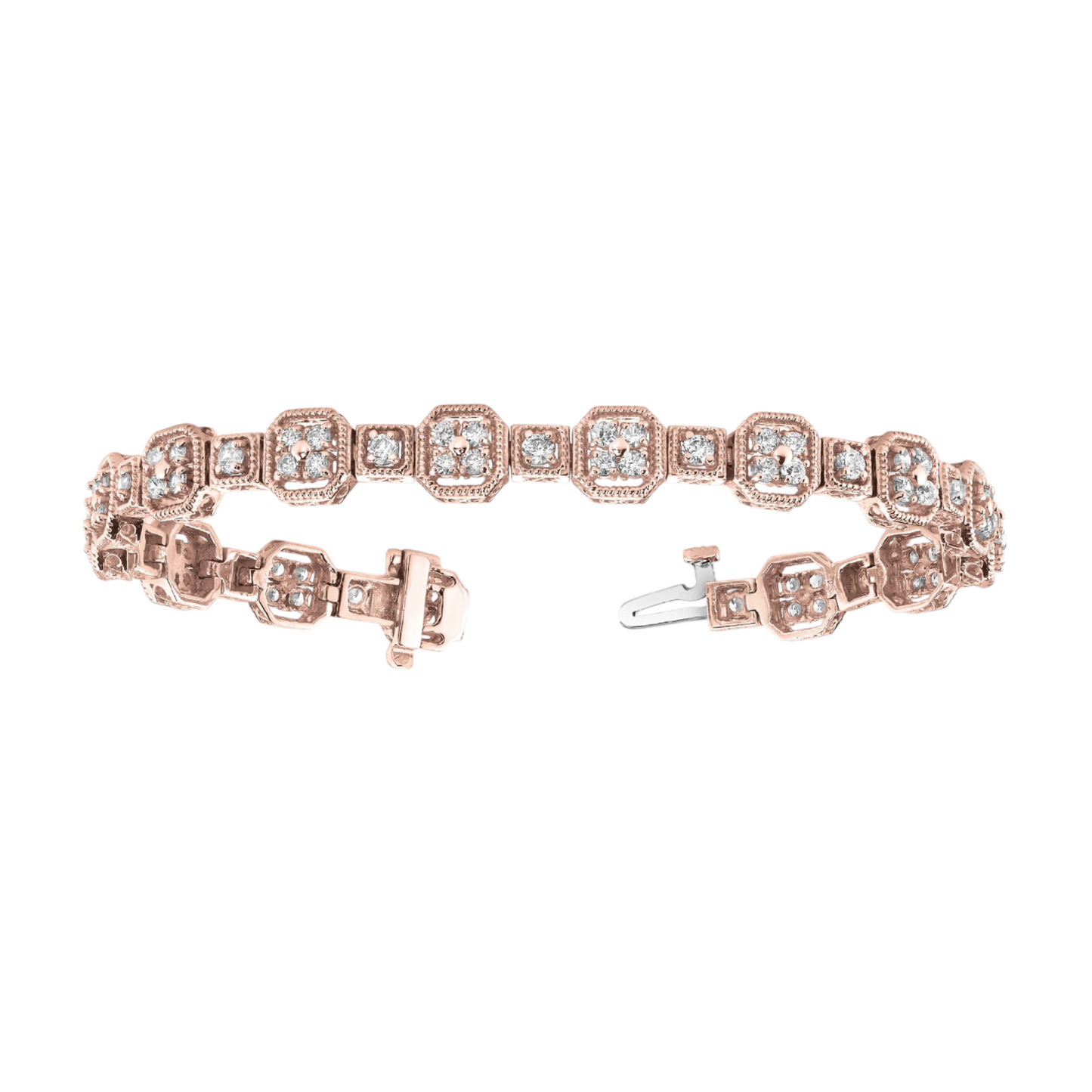5.85 Carats Prong Set Round Cut Sparkling Natural Earth Mined Diamonds Bracelet RG 14K