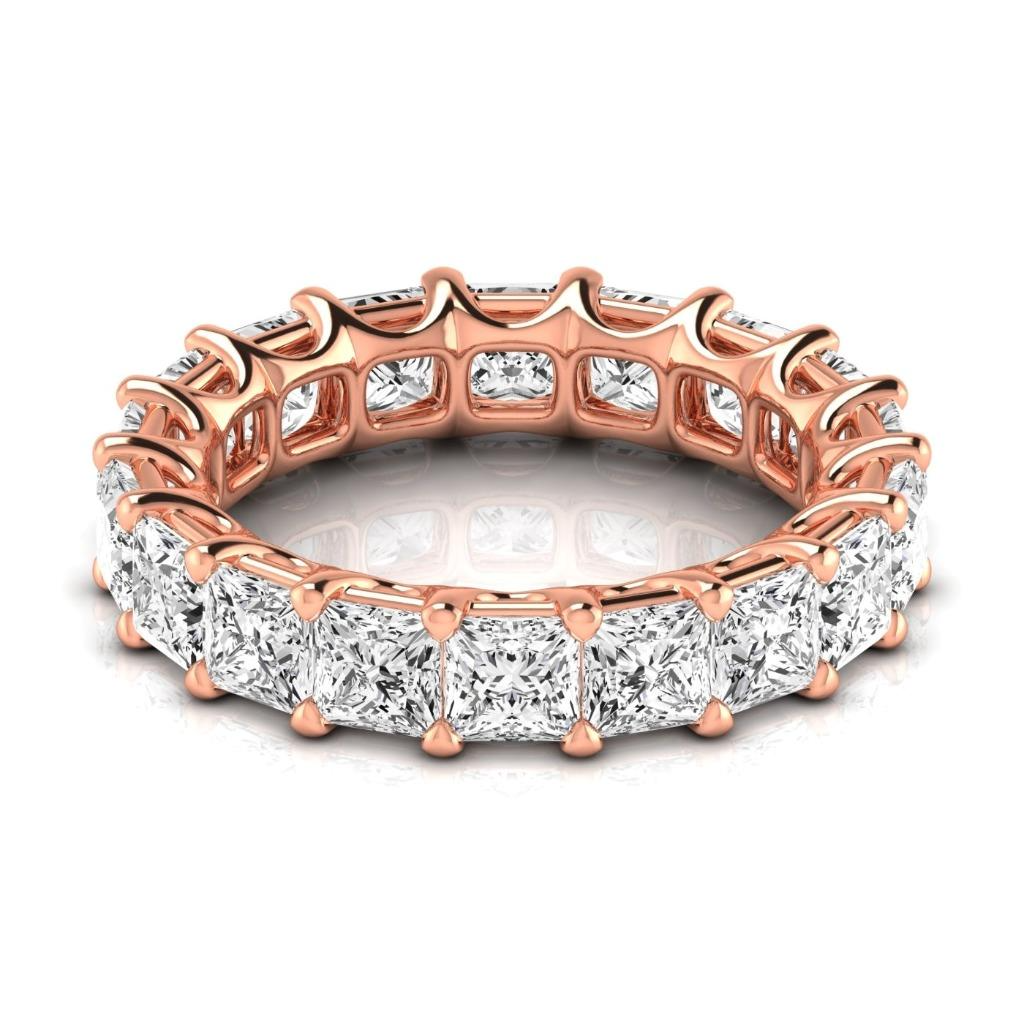 5.94 Ct Diamond Princess Cut Rose Gold Eternity Band Elegant Lab Grown Ring