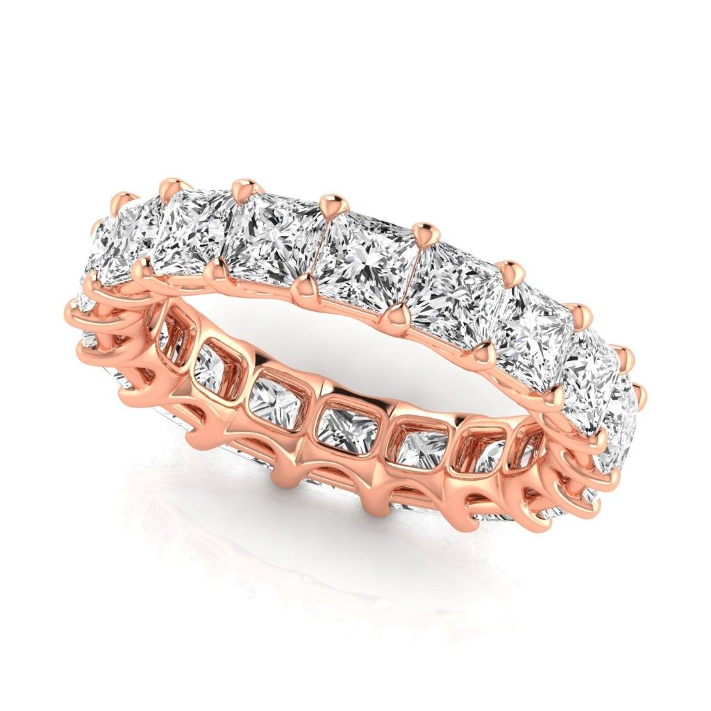 5.94 Ct Diamond Princess Cut Rose Gold Eternity Band Elegant Lab Grown Ring