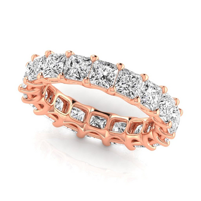 5.94 Ct Diamond Princess Cut Rose Gold Eternity Band Elegant Lab Grown Ring