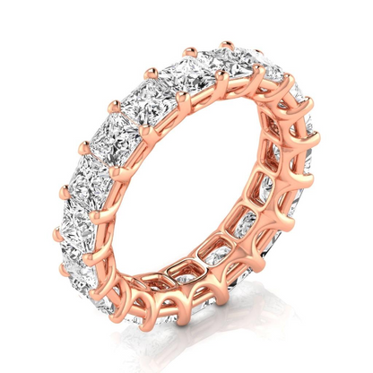 5.94 Ct Diamond Princess Cut Rose Gold Eternity Band Elegant Lab Grown Ring