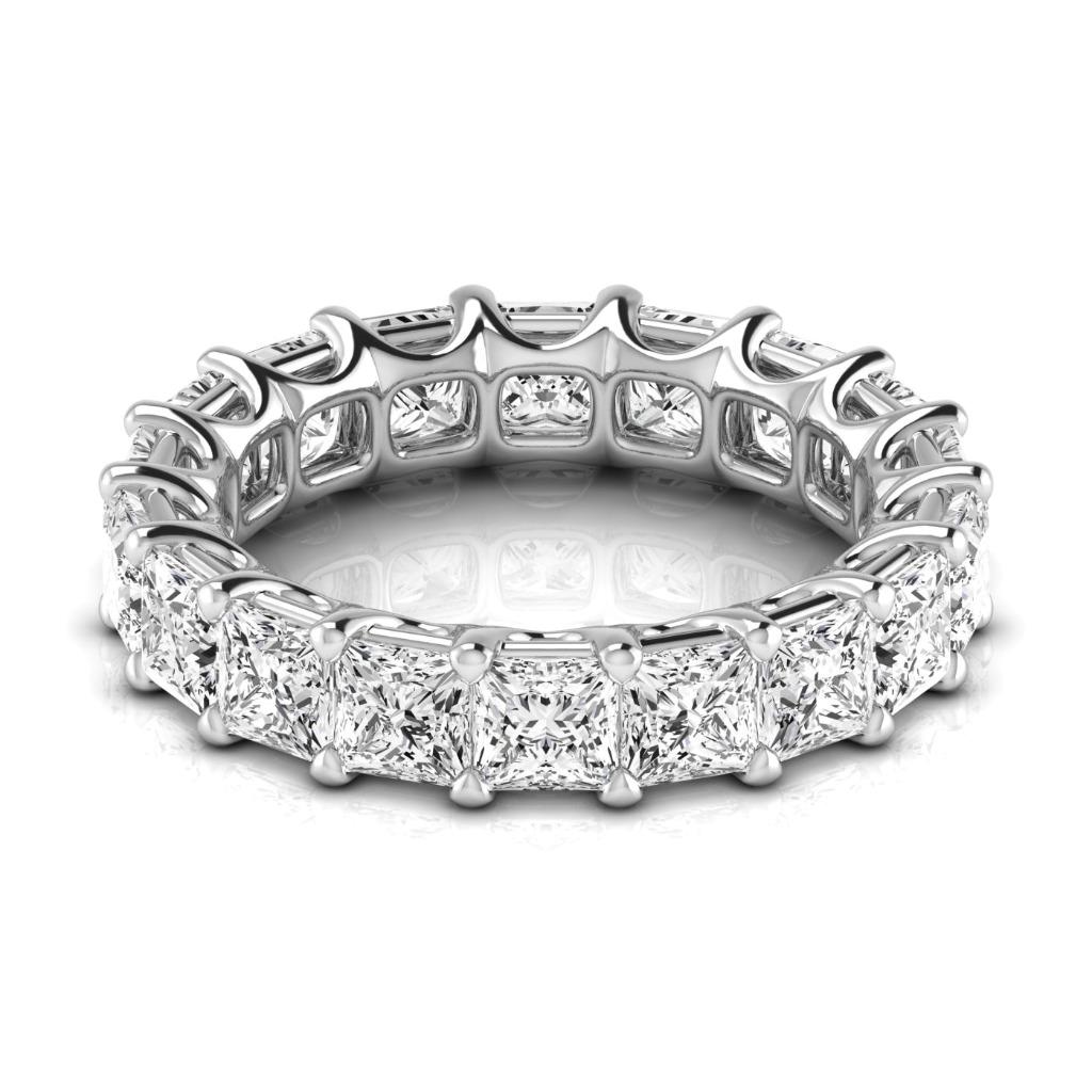 5.94 Ct Princess Diamond Elegant White Gold Eternity Band Lab Grown Ring
