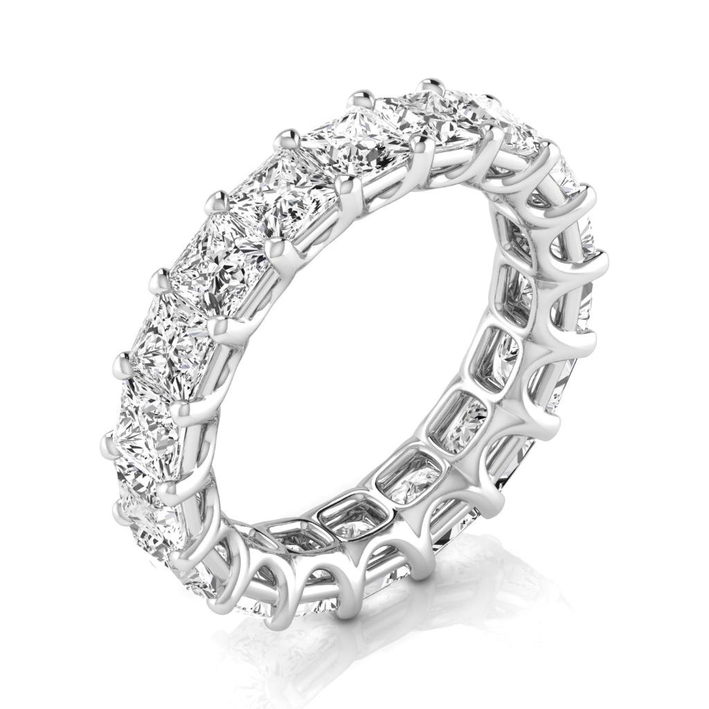 5.94 Ct Princess Diamond Elegant White Gold Eternity Band Lab Grown Ring