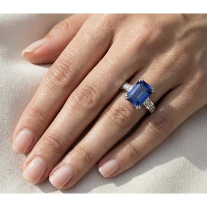5 Carat Ceylon Emerald Sapphire Natural Earth Mined Diamond Ring