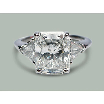 5 Carat Radiant Diamond Three Stone Ring