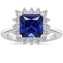 5 Carat Sapphire Halo Engagement Ring