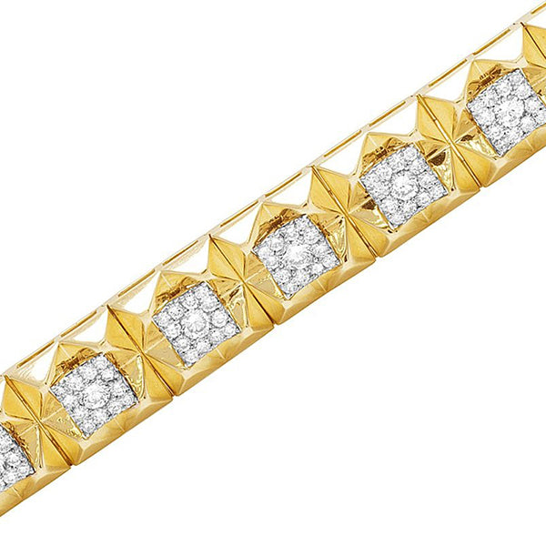 5 Carats Natural Earth Mined Diamond Square Mens Bracelet Yellow Gold 14K
