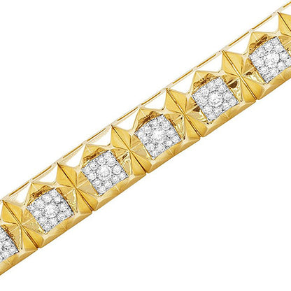 5 Carats Natural Earth Mined Diamond Square Mens Bracelet Yellow Gold 14K