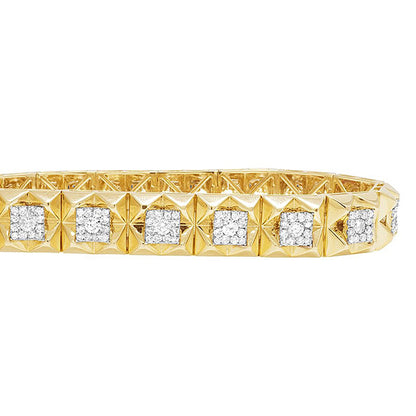 5 Carats Natural Earth Mined Diamond Square Mens Bracelet Yellow Gold 14K