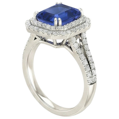 5 Ct. Blue Sapphire With Natural Earth Mined Diamond Ring Solitaire With Accents Jewelry