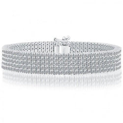 Genuine  5 Row Statement Diamond Bracelet Tennis