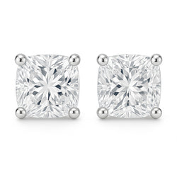 5 Carats Cushion Cut Lab Grown Diamonds Women Studs Earrings White Gold 14K