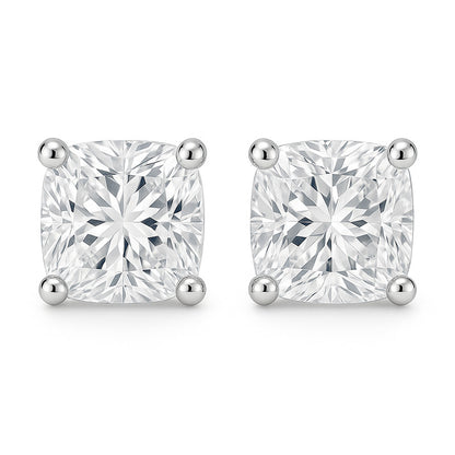 5 Carats Cushion Cut Lab Grown Diamonds Women Studs Earrings White Gold 14K