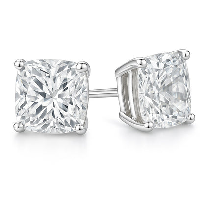 5 Carats Cushion Cut Lab Grown Diamonds Women Studs Earrings White Gold 14K