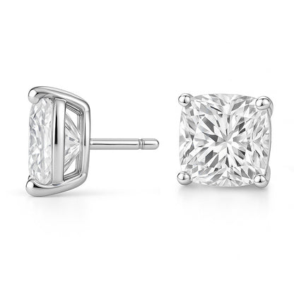5 Carats Cushion Cut Lab Grown Diamonds Women Studs Earrings White Gold 14K