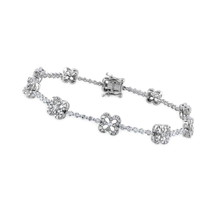 5 Carats Round Lab Grown Diamond Lady Bracelet White Gold 10K