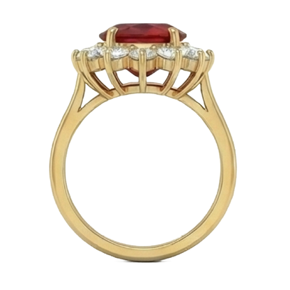 5 Ct Red Ruby Natural Earth Mined Diamond Wedding Ring 14K Yellow Gold