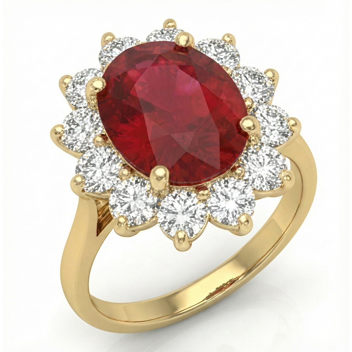 5 Ct Red Ruby Natural Earth Mined Diamond Wedding Ring 14K Yellow Gold