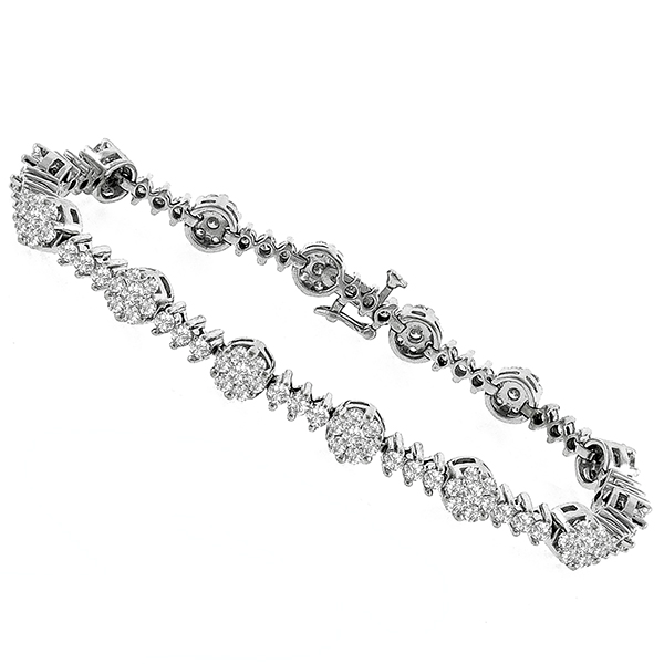 5 Ct Round Brilliant Cut Ladies Lab Grown Diamond Tennis Bracelet White Gold