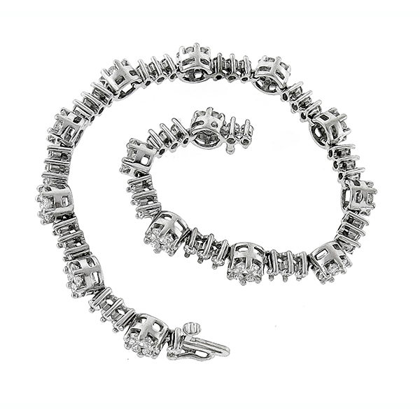 5 Ct Round Brilliant Cut Ladies Lab Grown Diamond Tennis Bracelet White Gold