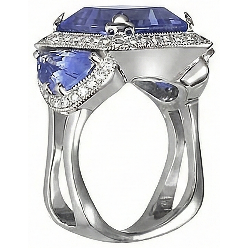 6.01 Ct Tanzanite Round Natural Earth Mined Diamonds Engagement Ring White Gold 14K