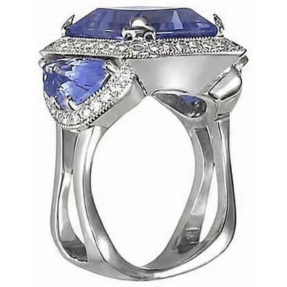 6.01 Ct Tanzanite Round Natural Earth Mined Diamonds Engagement Ring White Gold 14K