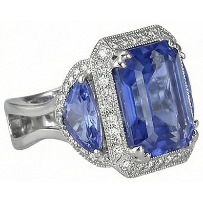 6.01 Ct Tanzanite Round Natural Earth Mined Diamonds Engagement Ring White Gold 14K