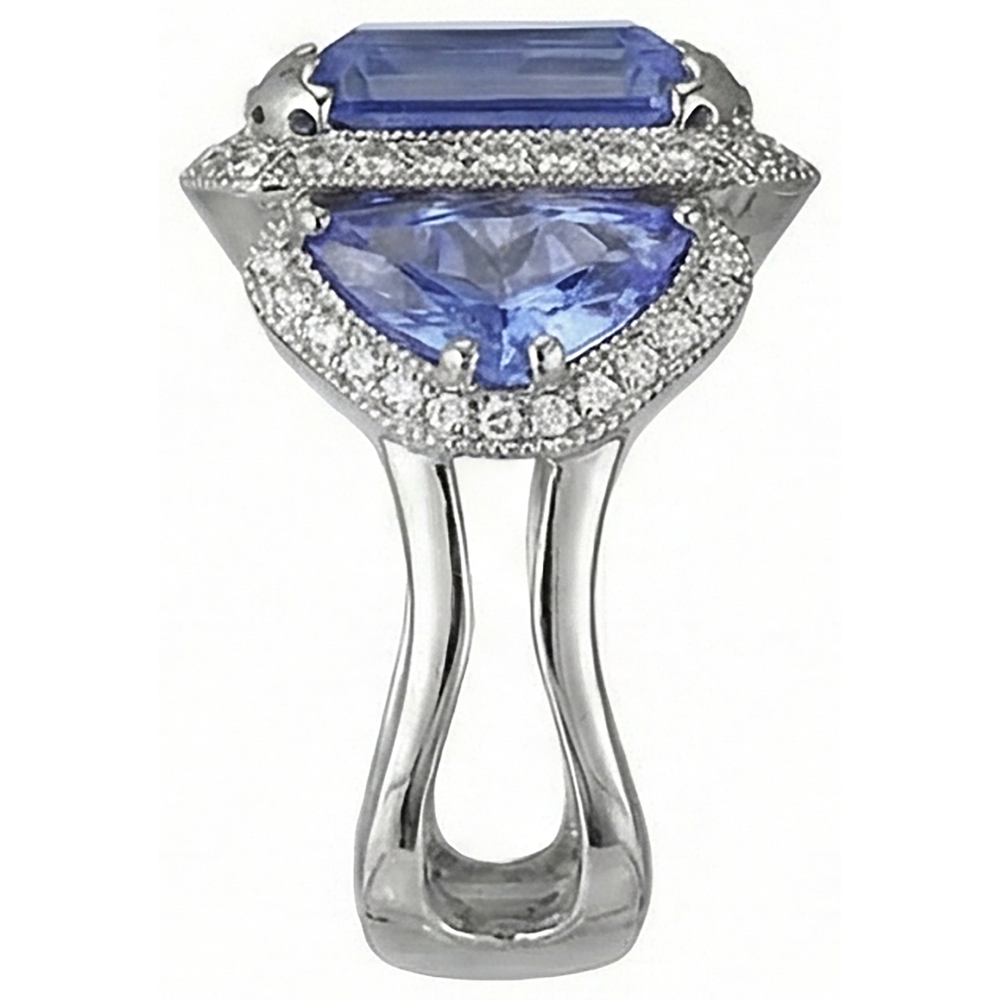 6.01 Ct Tanzanite Round Natural Earth Mined Diamonds Engagement Ring White Gold 14K
