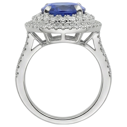 6.15 Carats Oval Tanzanite And Natural Earth Mined Diamonds Wedding Ring White Gold 14K