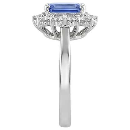 6.20 Carats Tanzanite And Natural Earth Mined Diamonds Ring White Gold 14K