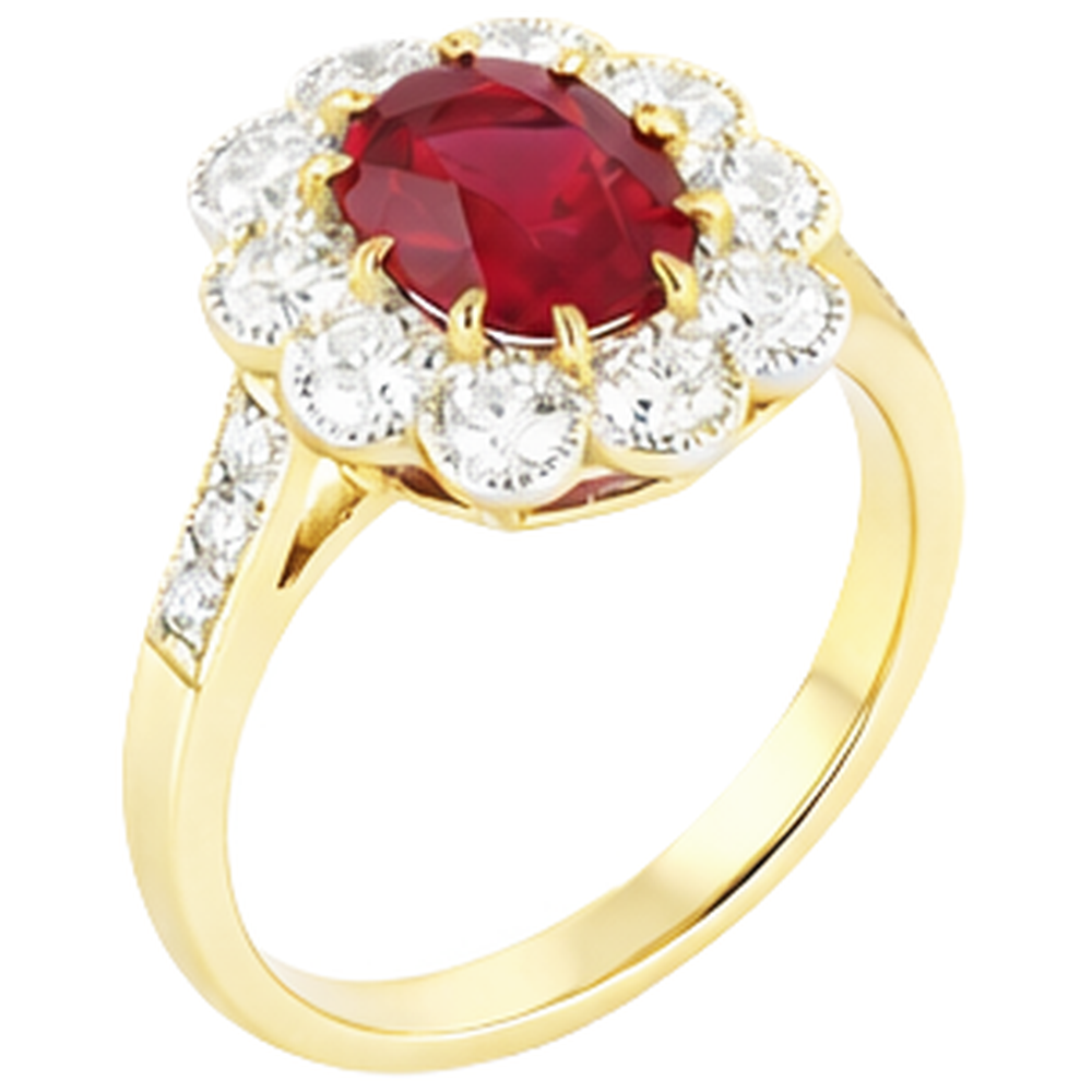6.25 Carats Prong Set Ruby And Natural Earth Mined Diamonds Anniversary Ring