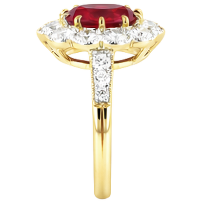 6.25 Carats Prong Set Ruby And Natural Earth Mined Diamonds Anniversary Ring
