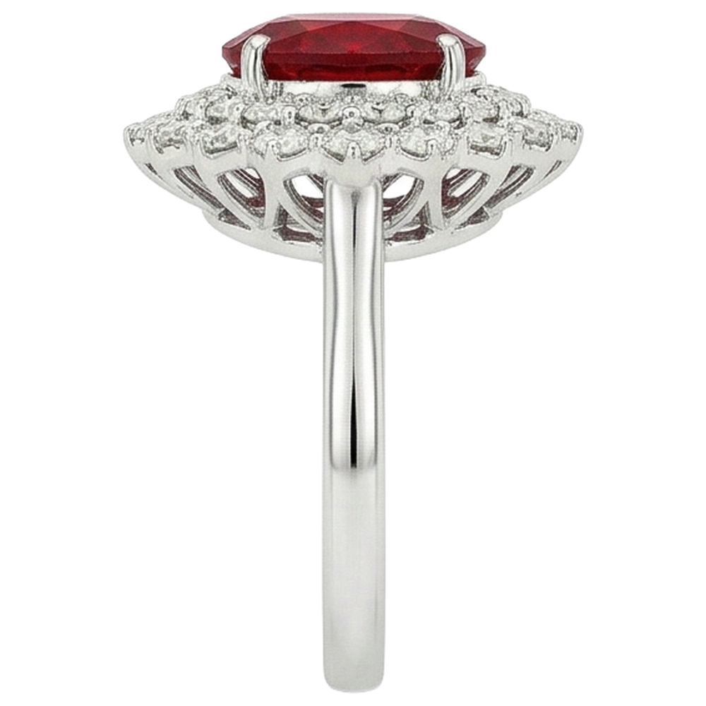 6.25 Ct Oval Cut Ruby With Natural Earth Mined Diamonds Ring White Gold 14K