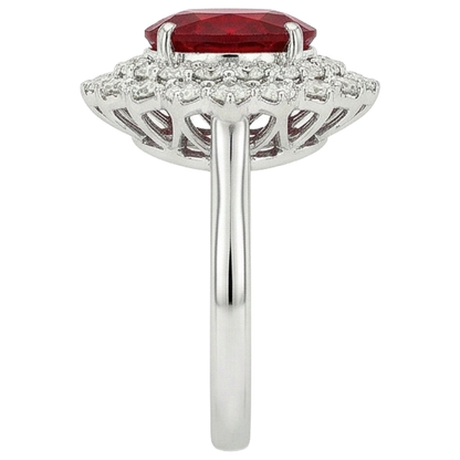 6.25 Ct Oval Cut Ruby With Natural Earth Mined Diamonds Ring White Gold 14K