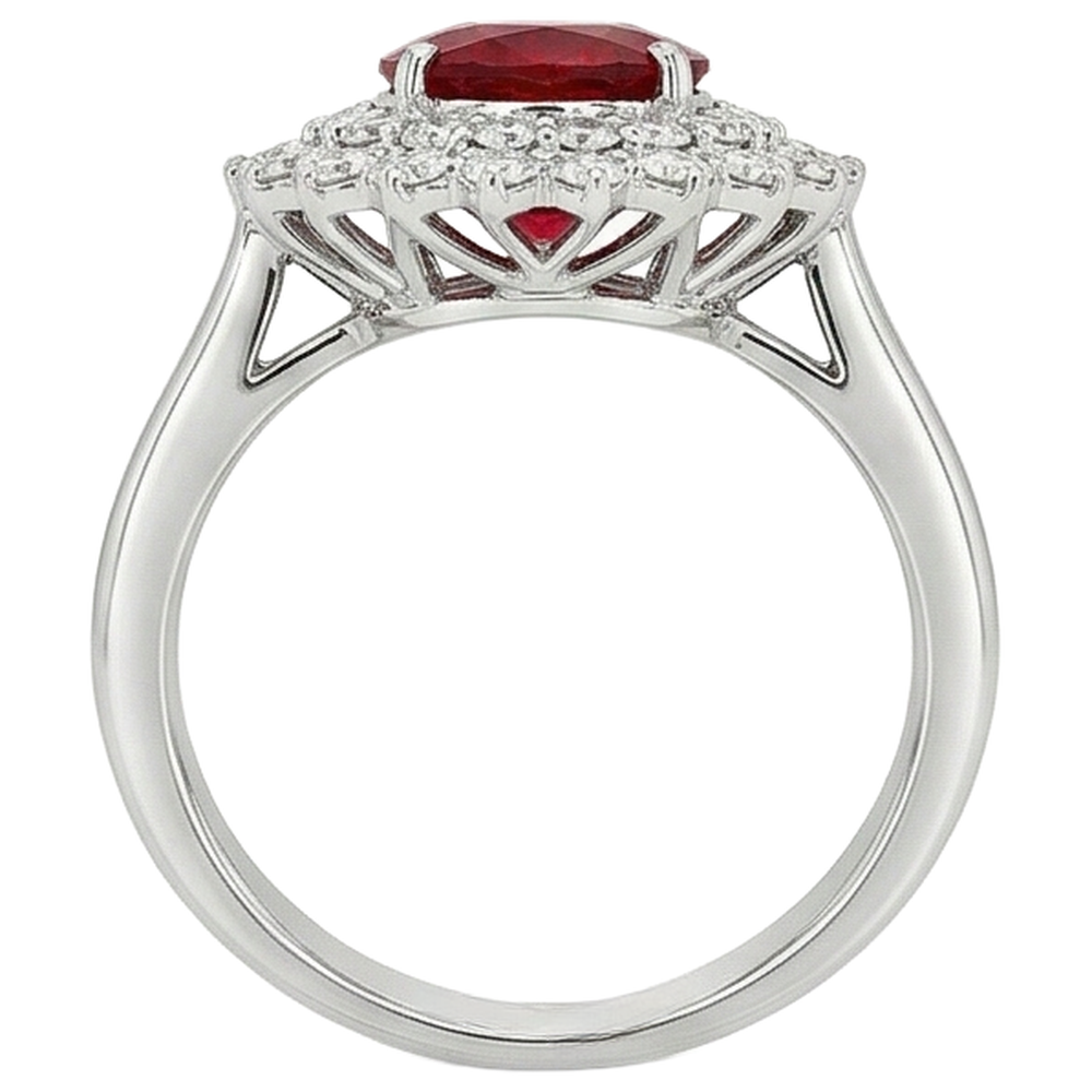 6.25 Ct Oval Cut Ruby With Natural Earth Mined Diamonds Ring White Gold 14K