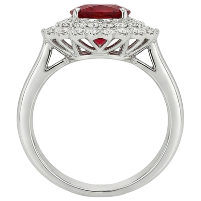 6.25 Ct Oval Cut Ruby With Natural Earth Mined Diamonds Ring White Gold 14K