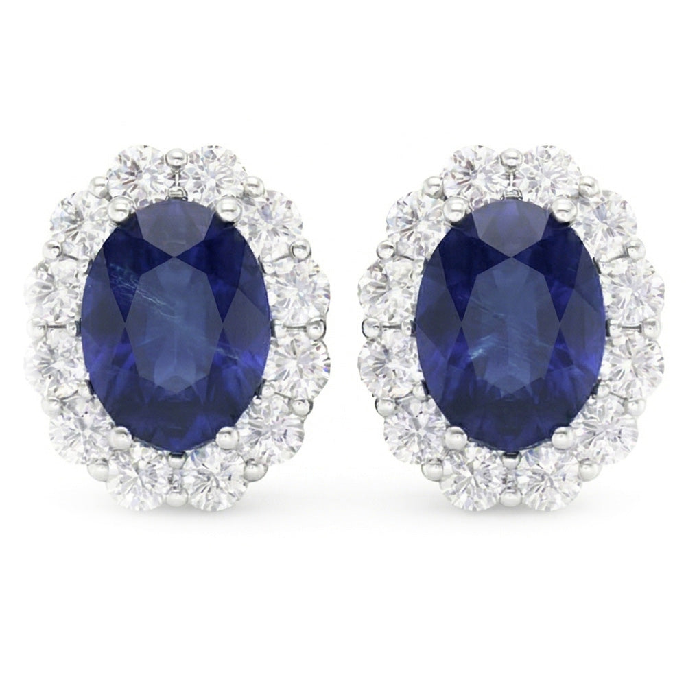 6.40 Ct Oval Sapphire And IGI CERTIFIED Diamonds Ladies Studs Earring White