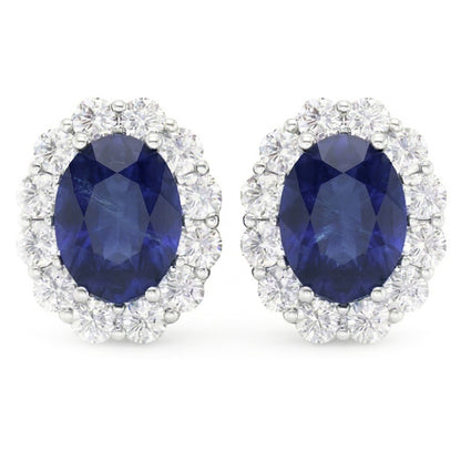 6.40 Ct Oval Sapphire And IGI CERTIFIED Diamonds Ladies Studs Earring White