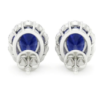 6.40 Ct Oval Sapphire And IGI CERTIFIED Diamonds Ladies Studs Earring White