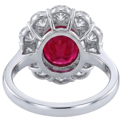 6.5 Ct Ruby With Natural Earth Mined Diamond Wedding Ring White Gold 14K Fine Jewelry