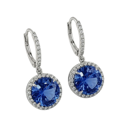 6.50 Carats Emerald And IGI CERTIFIED Diamond Drop Earrings White Gold 14K