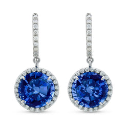 6.50 Carats Emerald And IGI CERTIFIED Diamond Drop Earrings White Gold 14K