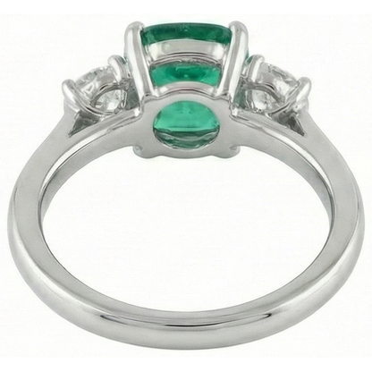 6.50 Carats Green Emerald GIA & Natural Earth Mined Diamond 3 Stone Ring White Gold 14K