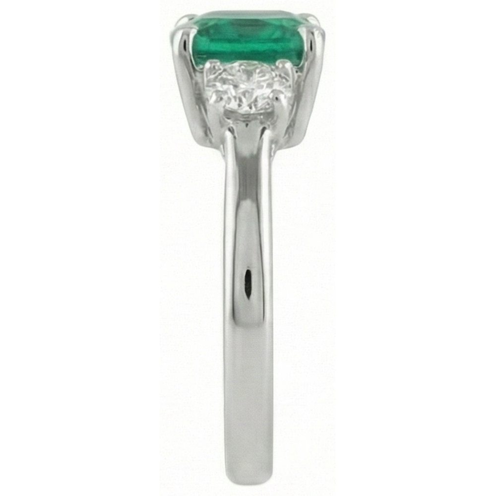 6.50 Carats Green Emerald GIA & Natural Earth Mined Diamond 3 Stone Ring White Gold 14K