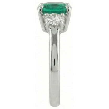 6.50 Carats Green Emerald GIA & Natural Earth Mined Diamond 3 Stone Ring White Gold 14K