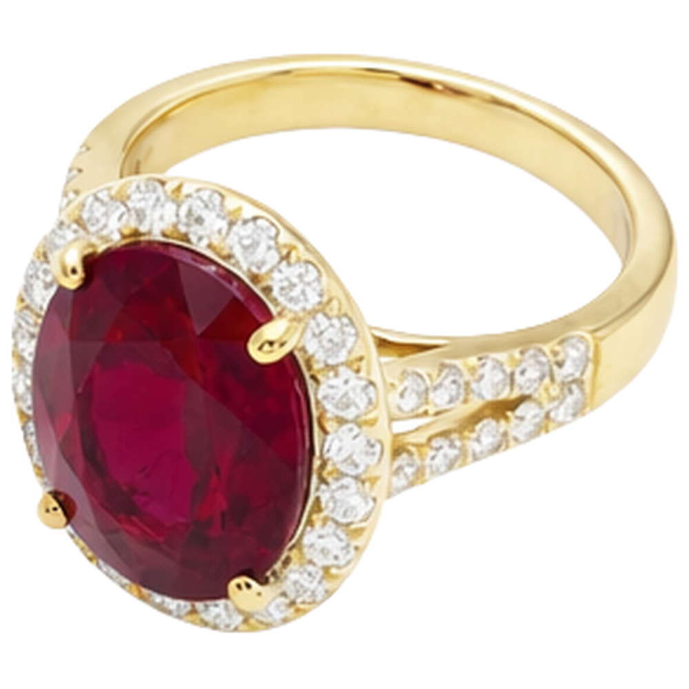 6.50 Carats Ruby IGI CERTIFIED And Diamond Ring Fine Jewelry 14K Yellow Gold