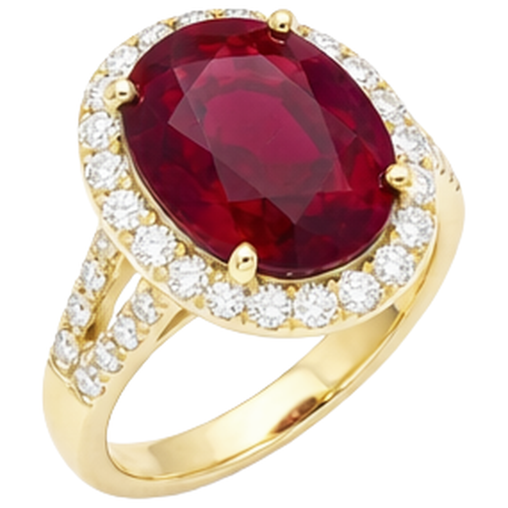 6.50 Carats Ruby IGI CERTIFIED And Diamond Ring Fine Jewelry 14K Yellow Gold
