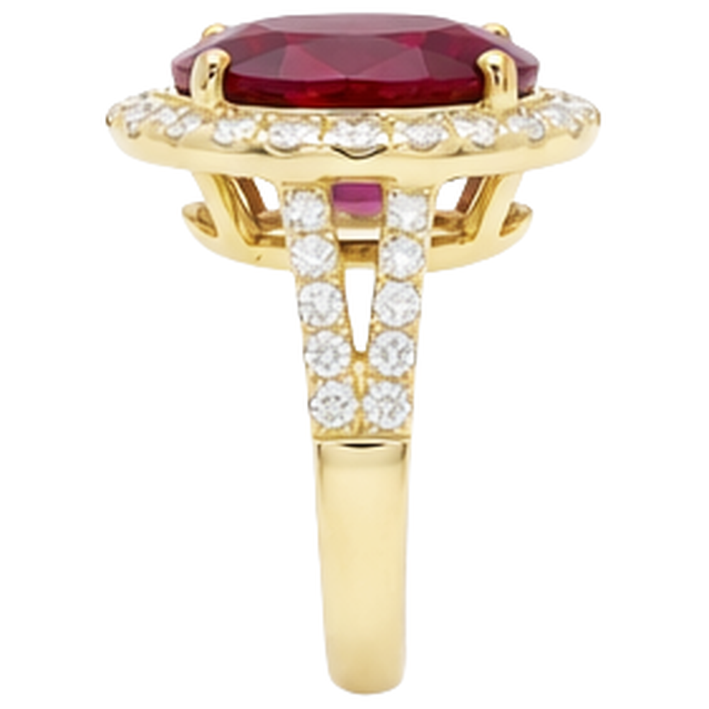 6.50 Carats Ruby IGI CERTIFIED And Diamond Ring Fine Jewelry 14K Yellow Gold